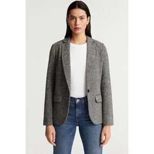 Abercrombie & Fitch Textured Grey Wool-Blend Tweed Blazer Size 8